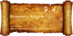 Hovanecz Albina névjegykártya